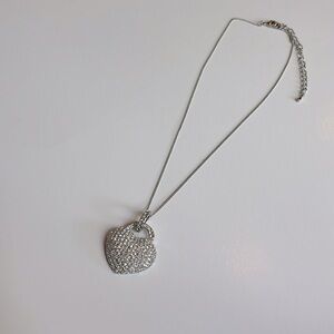 Silver heart necklace with gemstones